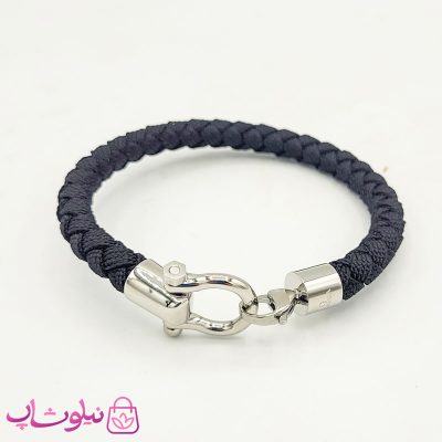 خرید دستبند مردانه امگا مشکی نقره ای