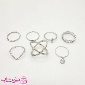 پک انگشتر دخترانه 7 عددی نقره ای