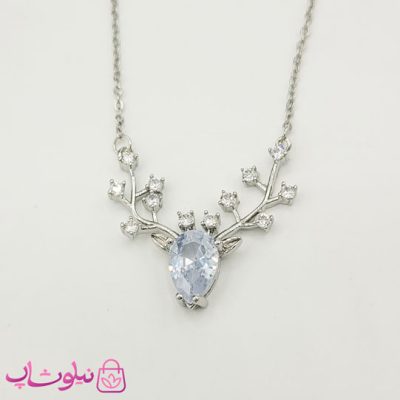 گردنبند زنانه طرح گوزن نقره ای