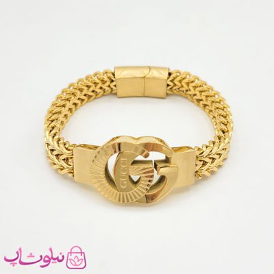 خرید دستبند مردانه زنجیری مدل گوچی طلایی