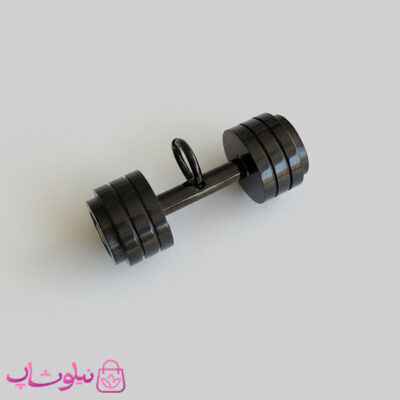 خرید گردنبند اسپرت مدل دمبل ورزشی مشکی استیل (اندازه پلاک درشت)