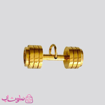 خرید گردنبند اسپرت مدل دمبل ورزشی طلایی استیل (اندازه پلاک درشت)