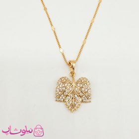 خرید گردنبند دخترانه ژوپینگ طرح برگ نگیندار طلایی