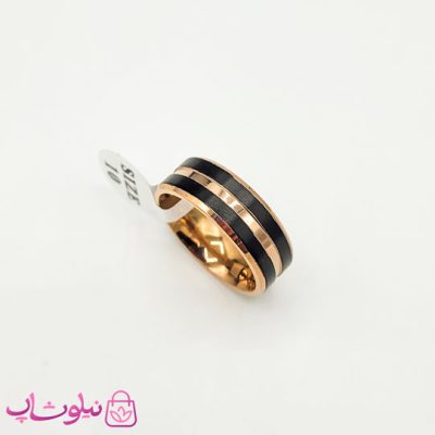 خرید انگشتر رینگ مردانه استیل مشکی رزگلد طرح Cartier