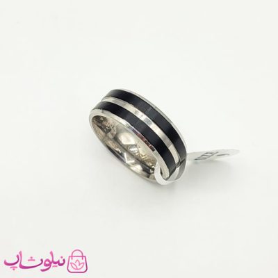 خرید انگشتر رینگ مردانه استیل مشکی نقره ای طرح Cartier