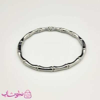 دستبند زنانه استیل مدل بامبو (استخوانی) نقره ای رنگ