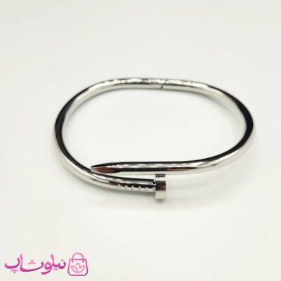 دستبند النگویی زنانه مدل میخی کارتیه نقره ای