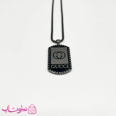 خرید گردنبند مردانه طرح گوچی استیل مشکی