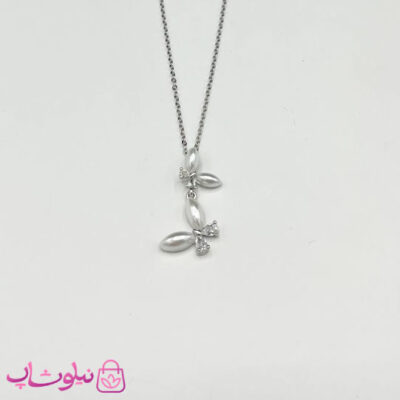 خرید گردنبند زنانه استیل طرح دو پروانه