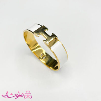 خرید دستبند زنانه هرمس مدل پهن رنگ سفید