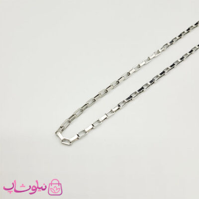 زنجیر گردنبند باکس (آجری) استیل نقره ای 60 سانت 2 میل کد 698