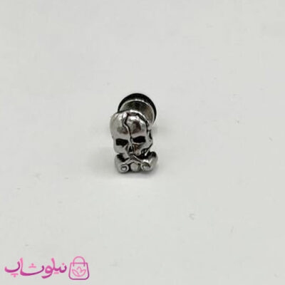 خرید پیرسینگ گوش طرح سر اسکلت نقره ای