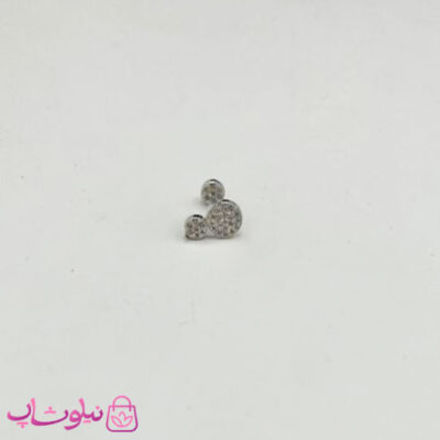 خرید پیرسینگ گوش طرح خرس نگیندار نقره ای