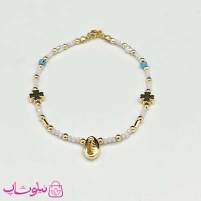 خرید دستبند زنانه صدفی طرح گل