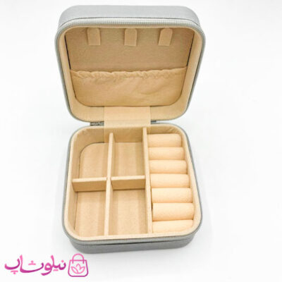 خرید جعبه جواهرات مدل مسافرتی رنگ طوسی