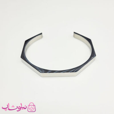 خرید خرید دستبند بنگل مردانه مدل سون نقره ای رنگ