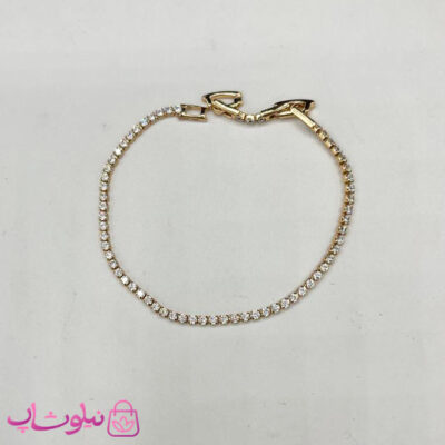 خرید دستبند زنانه ژوپینگ ظریف طرح تنیسی نگین سفید