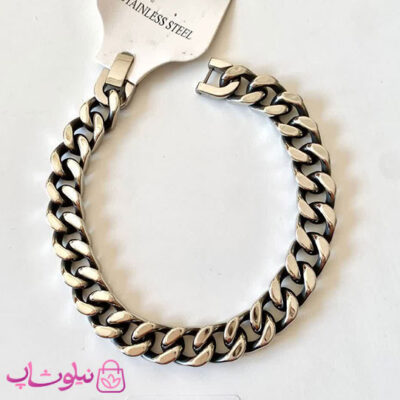 خرید دستبند مردانه کارتیه استیل سیاه قلم 22 سانت