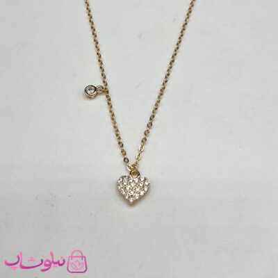 خرید گردنبند زنانه ژوپینگ طرح قلب مینیمال با نگین ریز سفید