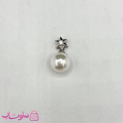 خرید آویز گردنبند زنانه طرح تک مروارید و ستاره نقره ای