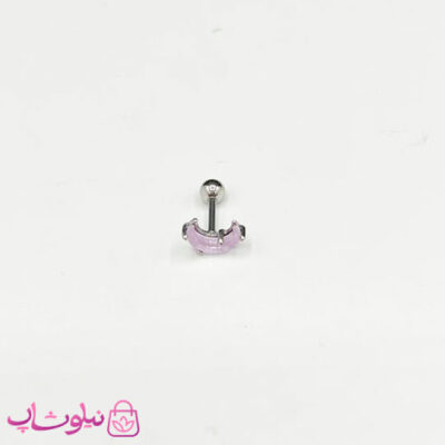 خرید پیرسینگ گوش طرح ماه بنفش شفاف