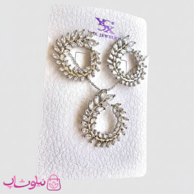 خرید نیم ست زنانه YSX طرح گندم نگین سفید
