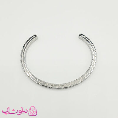 خرید بنگل مردانه طرح آجری اسپرت نقره ای رنگ استیل