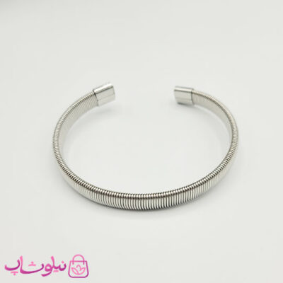 خرید دستبند مردانه نقره ای رنگ استیل اسپرت