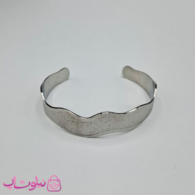 خرید بنگل زنانه مدل منحنی استیل نقره ای رنگ