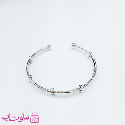 بنگل زنانه نقره ای با دایره های کوچک کد 1790
