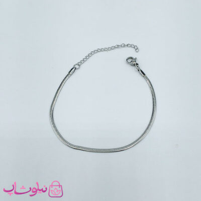 خرید دستبند هرینگبون نقره ای رنگ مدل نرم عرض 2 میل