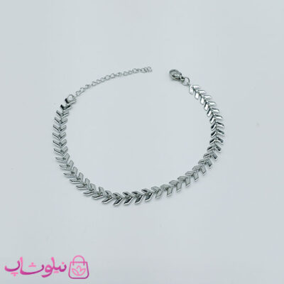 خرید دستبند زنانه طرح گندم نقره ای رنگ