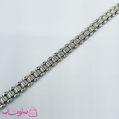 قیمت دستبند اسپرت استیل طرح رولکس نقره ای