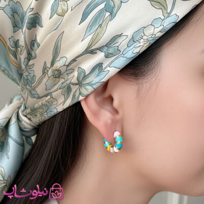 قیمت گوشواره دخترانه YSX مدل حلقه ای رنگی