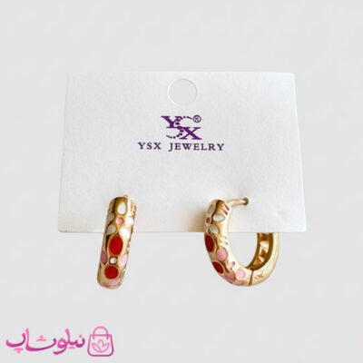 خرید گوشواره دخترانه YSX مدل حلقه ای قرمز سفید