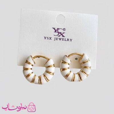 خرید گوشواره دخترانه YSX مدل حلقه ای سفید طلایی