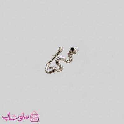 خرید پیرسینگ فیک بینی یا گوش طرح مار نگیندار نقره ای