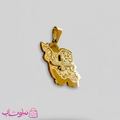 خرید گردنبند فروهر و نقشه ایران مدل طلایی رنگ