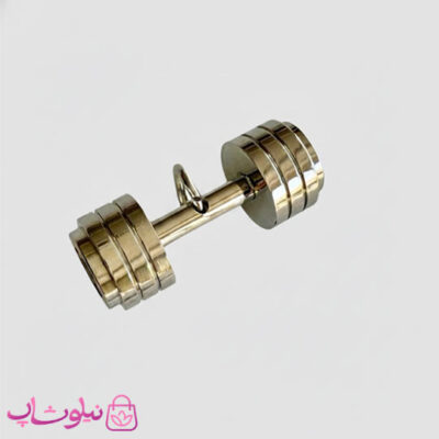 خرید گردنبند اسپرت مدل دمبل ورزشی نقره ای استیل (اندازه پلاک درشت)
