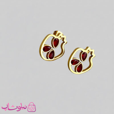 خرید گوشواره میخی زنانه طرح انار شب یلدا کد