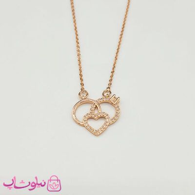 خرید گردنبند زنانه ظریف استیل مدل قلب رزگلد