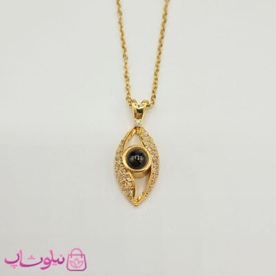 خرید گردنبند تلسکوپی دوست دارم به صد زبان مدل چشم طلایی