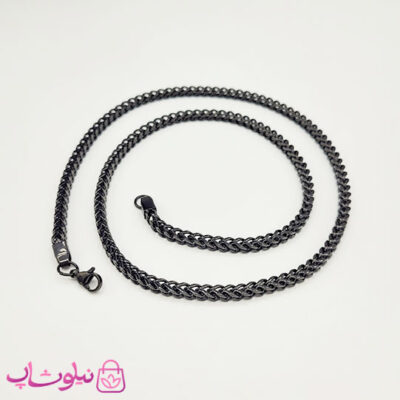 خرید زنجیر مردانه میرو (فرانکو) مشکی استیل 60 سانت 4 میل