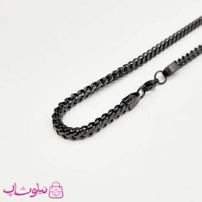 قیمت زنجیر مردانه میرو (فرانکو) مشکی استیل 60 سانت 4 میل