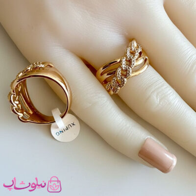 خرید انگشتر زنانه ژوپینگ طرح ضربدری مجلسی