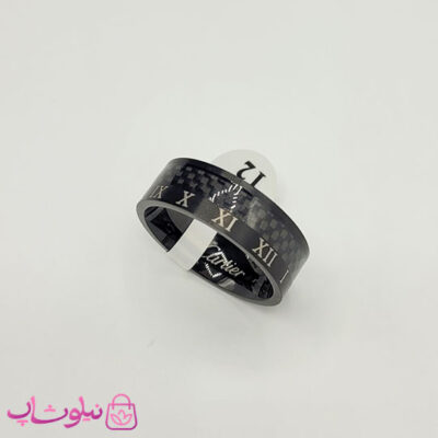 خرید انگشتر مردانه کارتیه مدل اعداد یونانی فول مشکی