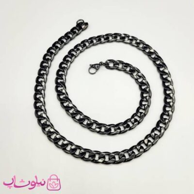 خرید زنجیر مردانه کارتیه مشکی استیل 60 سانت عرض 1 سانت