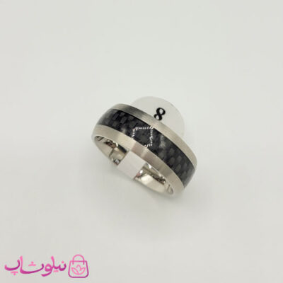 خرید انگشتر مردانه کارتیه مدل فیبر کربن نقره ای مشکی