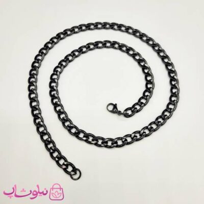 خرید زنجیر مردانه کارتیه مشکی استیل 60 سانت عرض 6 میل