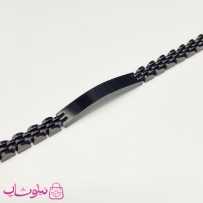 خرید دستبند مردانه رولکس فول مشکی پلاک دار استیل
